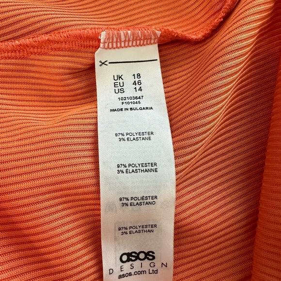 ASOS Orange V Neck Short Sleeve Mini Dress - Picture 4 of 4